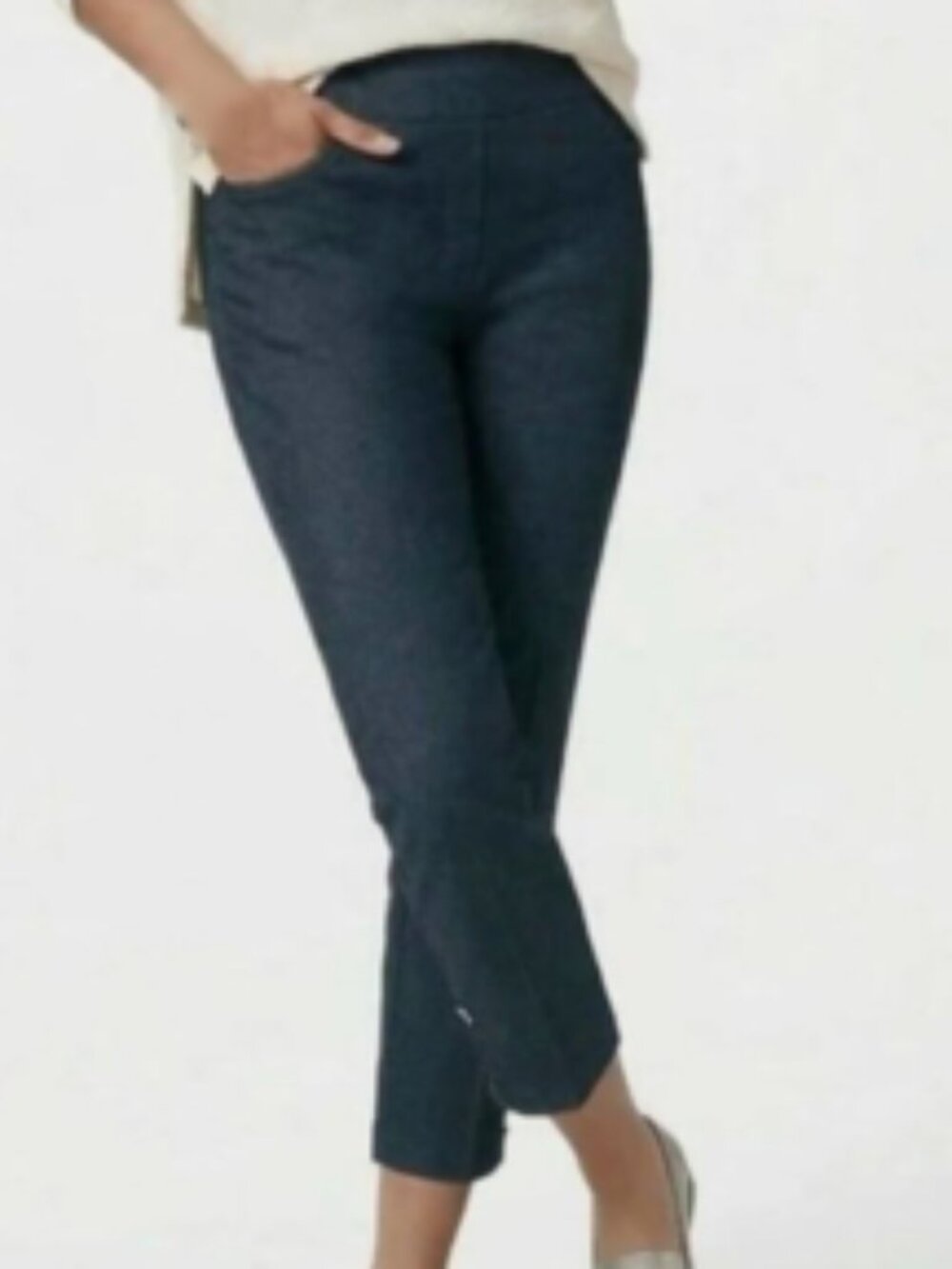 Chico's Charcoal Gray Slim Ankle Pants with Jewel Buttons